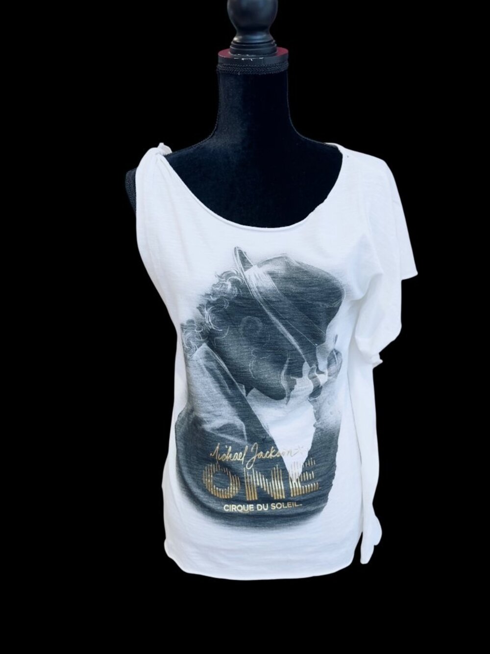 Michael Jackson ONE Cirque Du Soleil White Graphic Tee Small Top Tank Womens